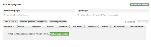 Alle Kampagnen Screenshot